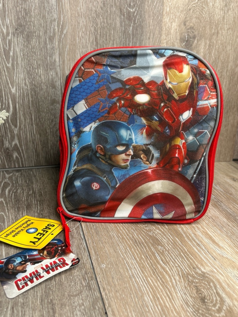 Marvel Captain America Insulated Lunch Bag • Reflective Safety Strip • NWT